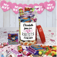 Hampers and Gifts to the UK - Send the Personalised Best Friend Sweet Jar